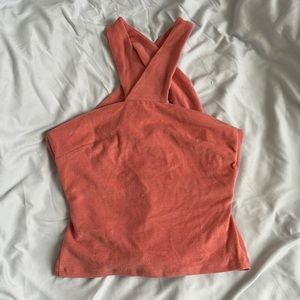 Open back summer pink crop top